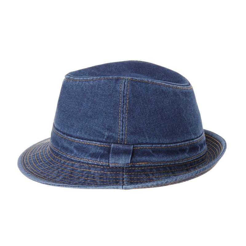 WITHMOONS Denim Bucket Hat Plain Stitch Washed Short Brim Packable Fedora Cap DW6646 (Blue-L) - Image 2
